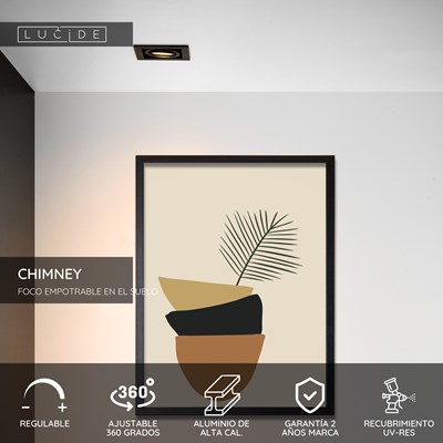 Lucide CHIMNEY - Foco empotrable en el suelo - 1xGU10 - Negro